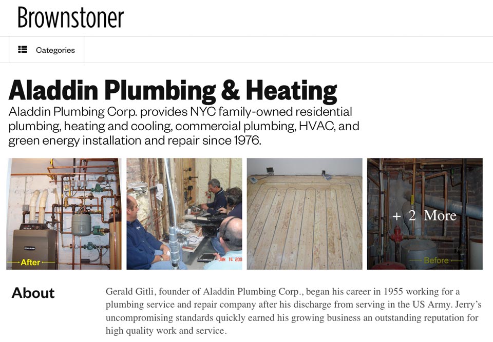 Visit Aladdin Plumbing on Brownstoner for Renovation Plumbing